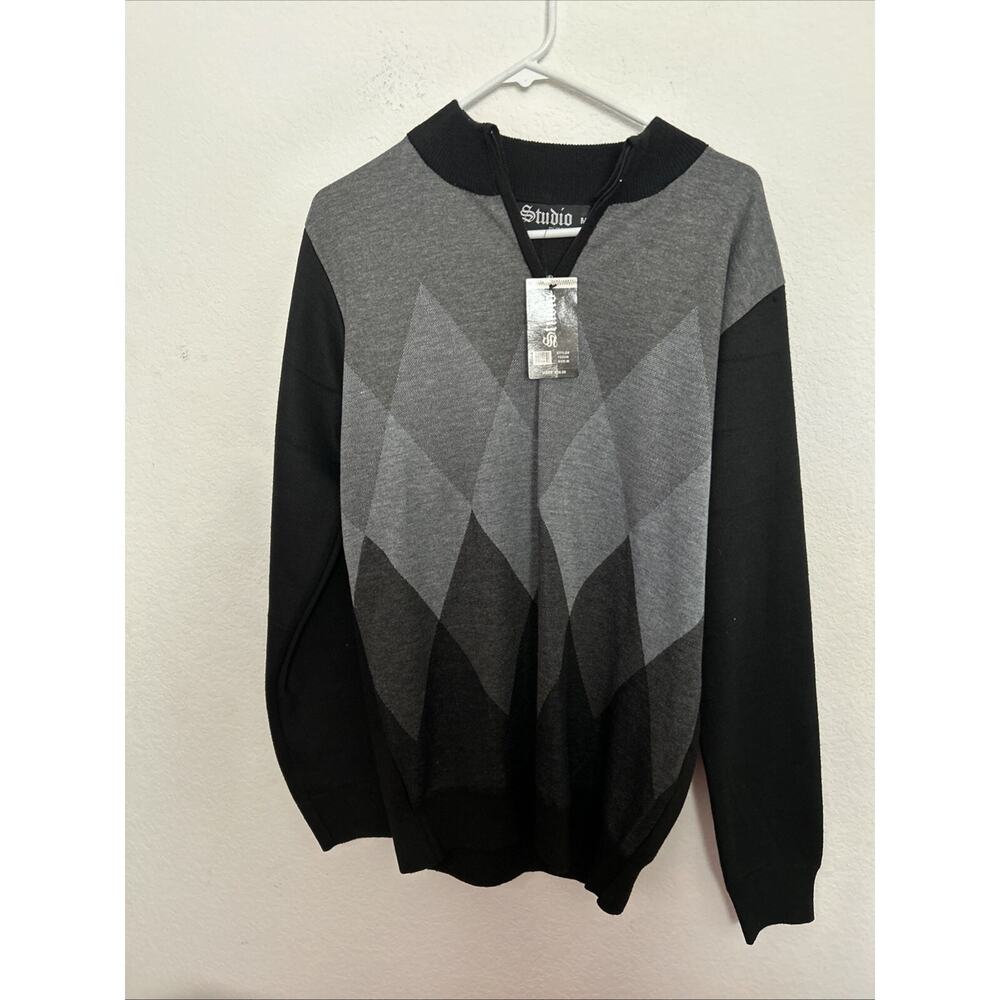 Men’s Black And Gray Sweater Medium NWT Long Sleeve